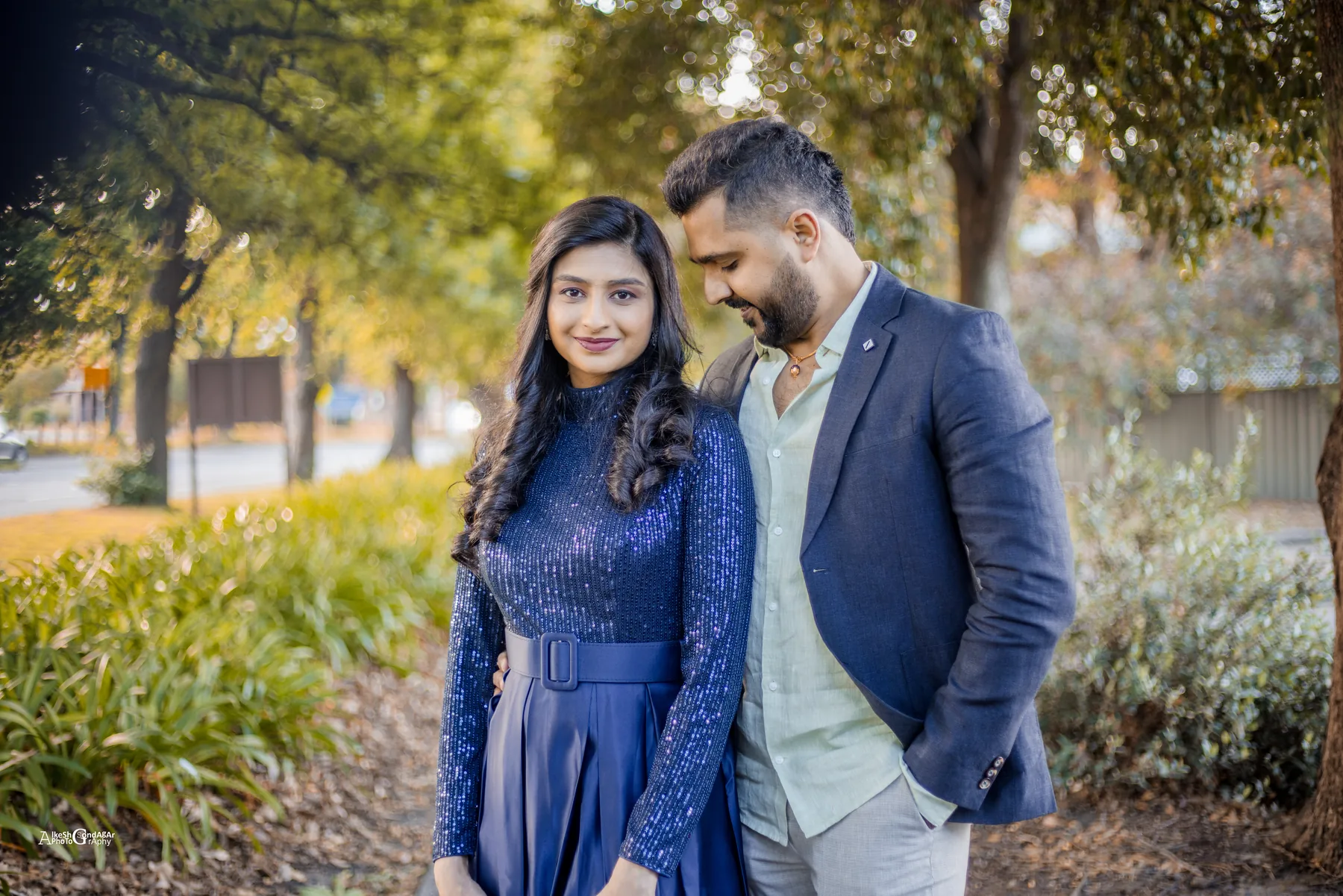 Wedding portrait in warm natural light
